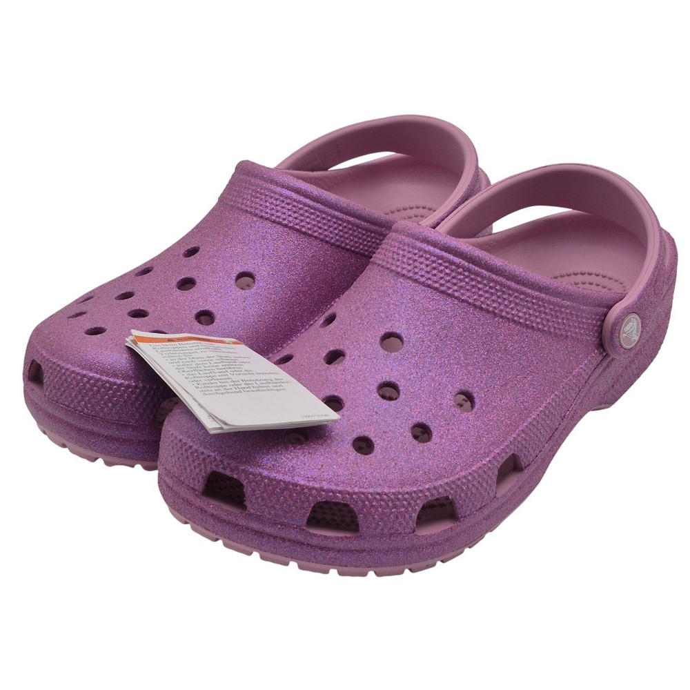 Crocs Classic Clogs Iridescent Glitter Hydrangea Women's Size 7 Shoes Purple